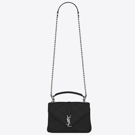 Saint Laurent Medium College Taske Sort Matelasse Læder