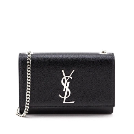 Saint Laurent Lille Kate Frynse Taske Sort Kornet Læder Saint Laurent Tasker
