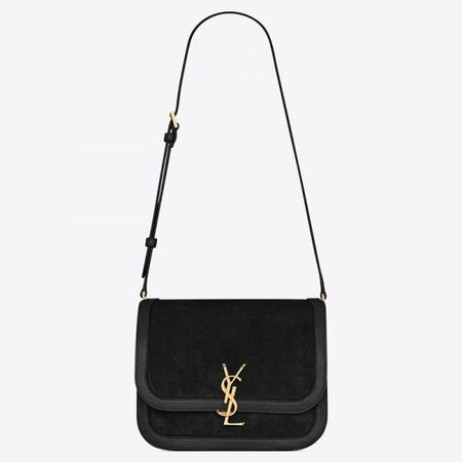 Saint Laurent Solferino Medium Blød Taske Sort Suede Saint Laurent Tasker