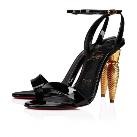 Christian Louboutin LipQueen Patent Black Eneste 100mm Sandaler