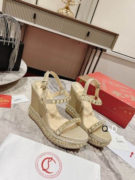 Christian Louboutin Pyraclou 110 Mm Espadriller Glitter Læder Platine