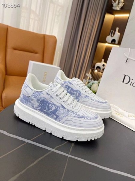 Dior Addict Sneaker Lav Top Hvid Blå Gummi, Stof