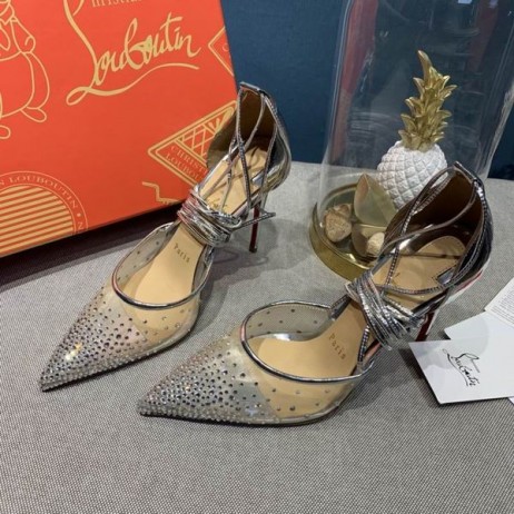 Christian Louboutin Maia Labella 100mm Strass Pumper og Speccchio Læder Sølv