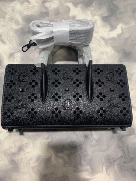 Christian Louboutin Paloma Top Håndtag Taske Kornet Kalv Og Pigge Loubinthesky Sort
