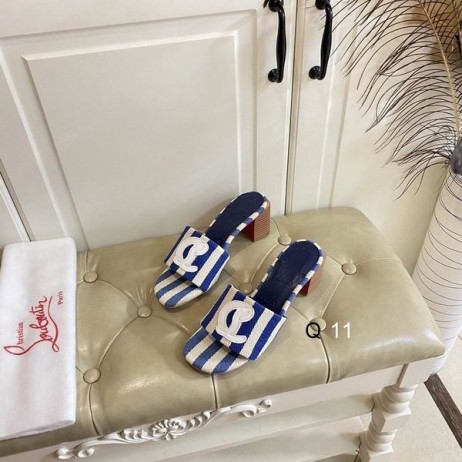 Christian Louboutin CL Muldyr 50mm Malha Trykt Stof CL Blå Sko