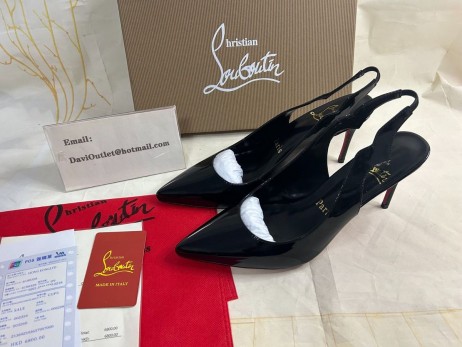 Christian Louboutin Hot Chick Slynge 70 Mm Slynge Tilbage Pumps Patent Læder Sort