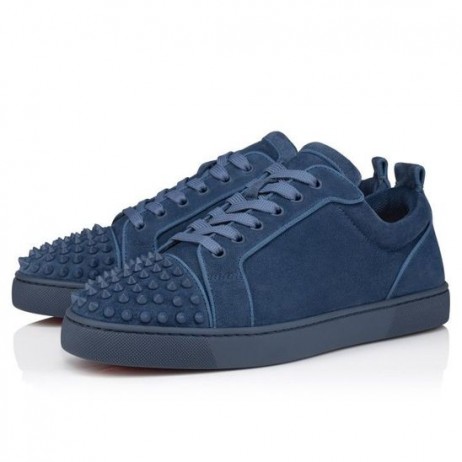Christian Louboutin Louis Junior Pigge Sneakers Veau Velour Og Pigge Denim