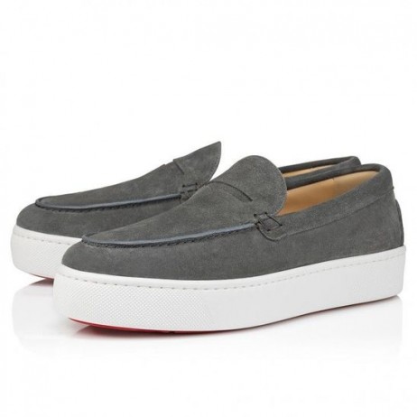 Christian Louboutin Paqueboat Båd Sko Kalv Læder Grå CL Sko