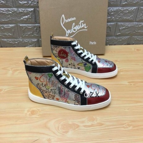 Christian Louboutin Rantus Orlato High-top Sneakers Paillet Og Læder Flerfarvet