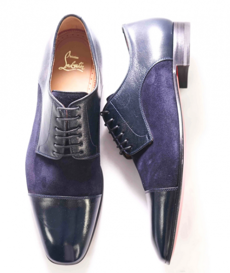 Christian Louboutin Greggo Oxford Læder Ruskind Navy Blå Christian Louboutin Mænd Sko
