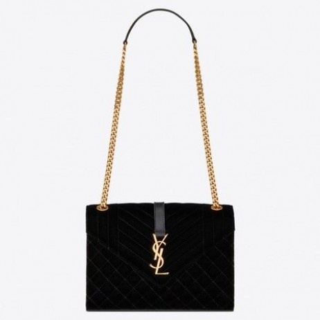 Saint Laurent Medium Kuvert Taske Sort Suede Saint Laurent Tasker