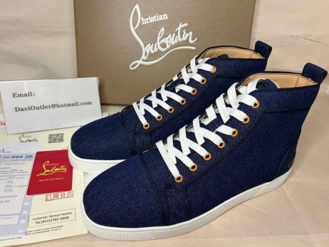 Christian Louboutin Høje-top Sjov Louis Denim Blå Stof