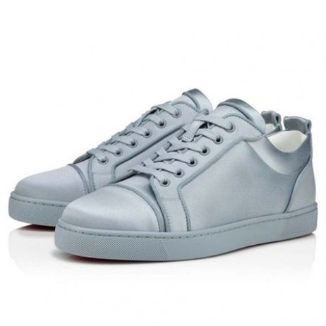 Christian Louboutin Lav Top Louis Junior Lys Blå Satin