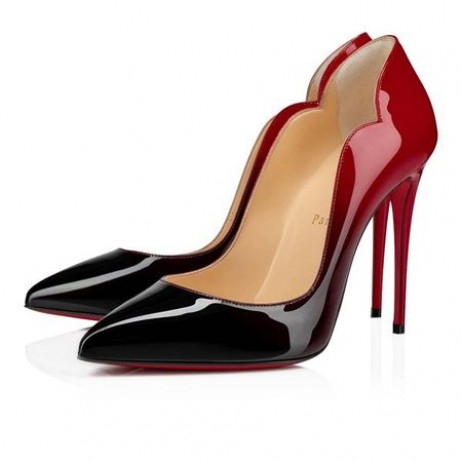Christian Louboutin Pumper Hot Chick 100 mm Sort-rød-Patent