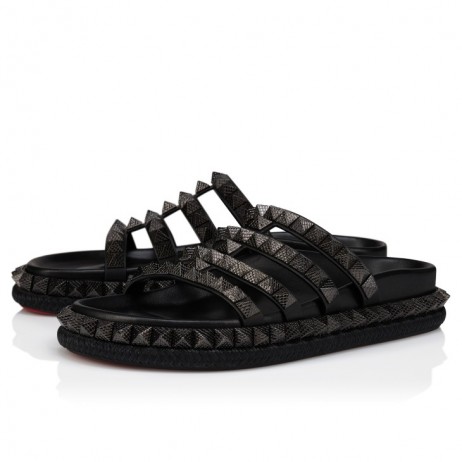 Christian Louboutin Pyra Hallulila Mules Waxed Calf Leather Black