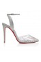 Christian Louboutin Spikaqueen 100 Mm Pumper PVC Kalv Læder Og Strass Sølv