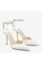 Jimmy Choo Saeda 100mm Hvid Satin Pumper med Krystal Forskønnelse