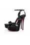Christian Louboutin Loubi Dronning Alta 150 Mm Strappy Sandaler Stjernede Specchio Læder Sort
