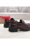 Christian Louboutin CL Moc Slæbe Loafers Kalv Læder Bourgogne