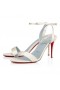 Christian Louboutin Loubigirl 85mm Strappy Sandaler Crepe Satin Off White CL Sko