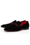Christian Louboutin Navy Mælkebøtte Strass Dagdriver Suede Kalv Læder Sort