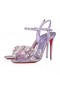 Christian Louboutin Degrasandal Dronning 100mm Sandaler Pvc Iridecent Nappa Læder Parme CL Sko