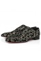 Christian Louboutin Greggy Chick Oxfords Velvet Royal Broderi Sort CL Sko