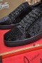 Christian Louboutin Louis Junior Orlato Sneakers Velvet Floden Krystaller, Sort