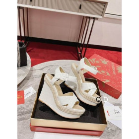 Christian Louboutin Almerio Espadrille Kiler 120mm Præget Læder Hvid