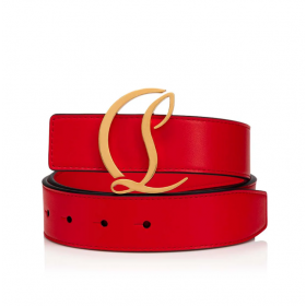Christian Louboutin, Cl ' s Logo Bælte Kvinder 35mm Læder Rød