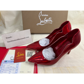 Christian Louboutin Hot Chick Pumper 100mm Patent Kalv Læder Rød