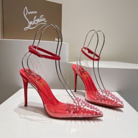 Christian Louboutin Spikoo 100mm Pumper PVC Og Læder Rose Pink