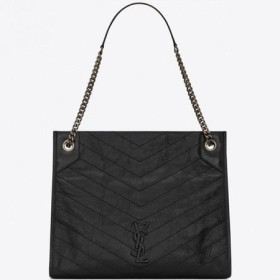 Saint Laurent Medium Niki Shopping Taske Sort Læder Saint Laurent Tasker