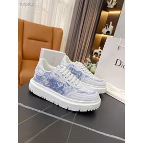 Dior Addict Sneaker Lav Top Hvid Blå Gummi, Stof