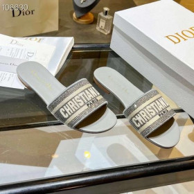 Dior Cvej Slide Broderet Metalliske Tråd Strass Grå
