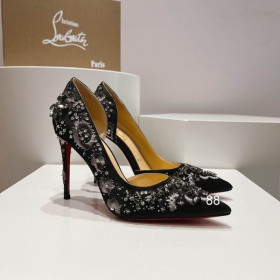 Christian Louboutin Brodiriza Forskønnet D ' orsay Pumper 100mm Satin Black