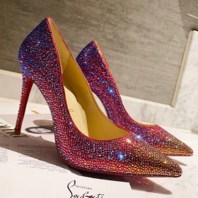 Christian Louboutin Kate Strass Forringe 100mm Pumper RÃ¸d CL Sko Butik