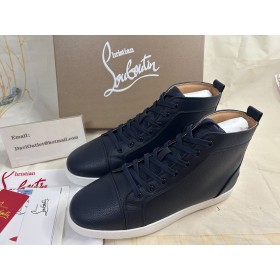 Christian Louboutin Louis High-Top Sneakers Kornet Kalv Læder Marine Christian Louboutin Sko