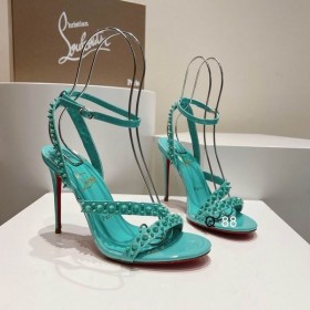 Christian Louboutin Mafaldina Spikes 100mm Sandaler Patent Læder Mint