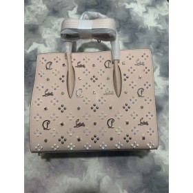 Christian Louboutin Paloma Medium Øverste Håndtag Taske Kalv og Pigge Loubinthesky Pink