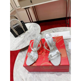 Christian Louboutin Bare Queen 100 mm Muldyr Glitter Silver Christian Louboutin Sko