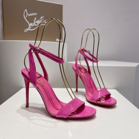 Christian Louboutin Loubigirl 100 mm Patent Læder Sandaler Fuchsia Christian Louboutin Sko