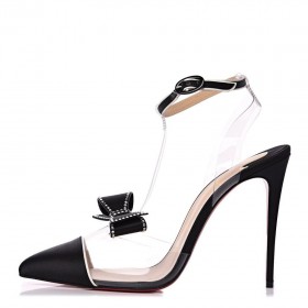 Christian Louboutin Nøgen Bue 100 mm, Pvc Og Satin Pumps Sort