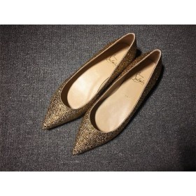 Christian Louboutin Pigalle ballerinasko Strass Forskønnet Guld CL Sko