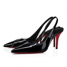 Christian Louboutin Posticha 80 Mm Slynge Tilbage Pumps Patent Kalv Læder Og Pvc Sort