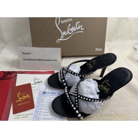 Christian Louboutin Tatoosh Pigge 85 Mm Muldyr Kid Læder Og nitter Sort CL Sko