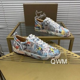 Christian Louboutin Vieira Orlato Kvinder Sneakers Satin Grafisk Trykt Flerfarvet
