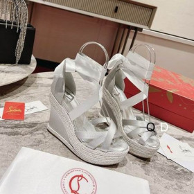 Christian Louboutin Lagoadonna 120mm Læder Espadriller Kiler Sølv