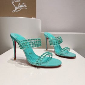 Christian Louboutin Spike Kun 105mm PVC og Patent Læder Sandaler Mint