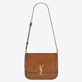 Saint Laurent Solferino Medium Blød Taske Brown Suede Saint Laurent Tasker